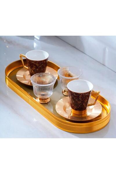 ACAR Frenze 2 Kişilik Tepsili 7 Parça Kahve Fincanı Takımı