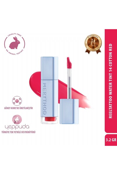 Merythod لون مائي من Reeltattoo يوفر مظهرًا طبيعيًا يدوم طوال اليوم، 14 قطن أحمر