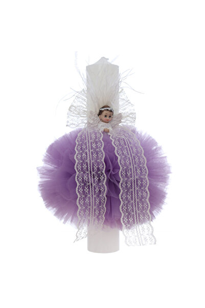 Recostore Lumanare botez, ingeras, 30x5.5 cm, lila, REC5004/9