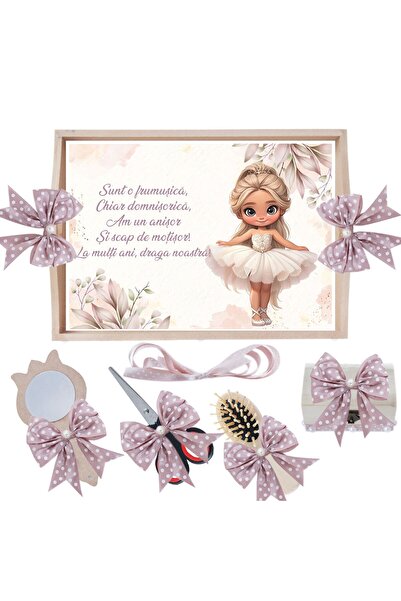 Recostore Tava mot fete, cu Balerina, roz pudrat, 6 piese, 35x20 cm, REC1967/283