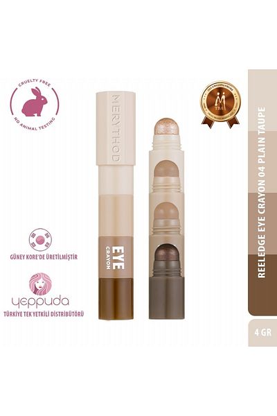Merythod Reeledge Eye Crayon 04 Plain Taupe - Intensely Pigmented, Long Wearing 4 Color Eye Crayon