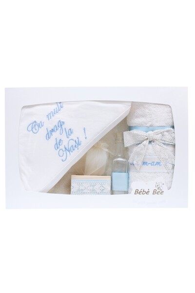 Recostore Trusou alb-bleu botez, 7 piese, REC1404
