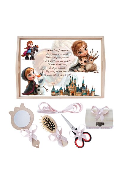 Recostore Set tava taiere mot/ turta, Ana din Regatul de Gheata, roz pudrat, 6 piese, 35x20 cm, REC1967/227