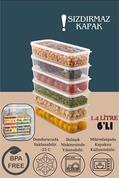 Genel Markalar 6 Adet Vakumlu Sızdırmaz Erzak Fresh Saklama Kabı Seti 1400ml ...