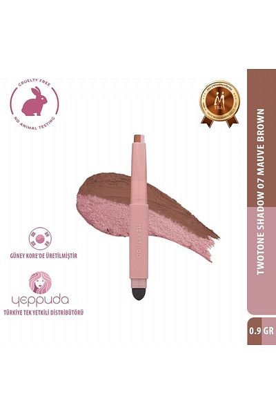 Merythod Twotone Shadow 07 Mauve Brown - Double Tone Eyeshadow Pen with Sponge