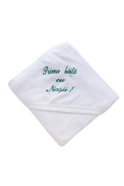 Recostore Prosop alb-verde "Prima baita cu nasii" cu capison bebelusi, 75x75 cm, REC2453