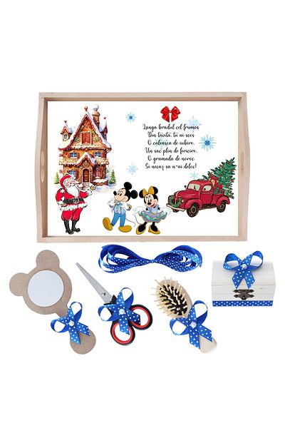Recostore Tava mot baieti Christmas, albastru electric, 6 piese, 35x20 cm, REC1967/201
