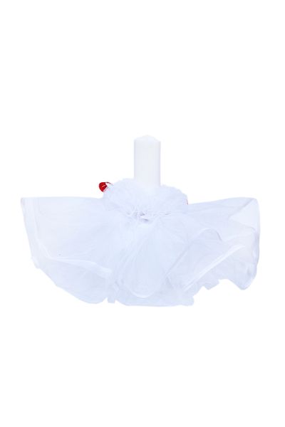 Recostore Lumanare alba botez, cu Minnie Mouse a, cu volane si funda rosie cu buline, 30x5 cm, REC135