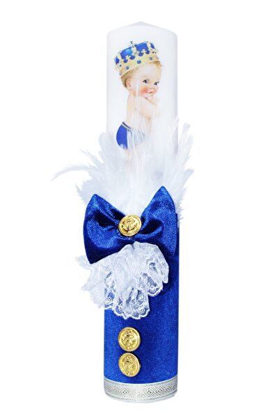 Recostore Μπλε βαπτιστικό κερί, με αποτύπωμα μωρού 40x7 cm, REC213