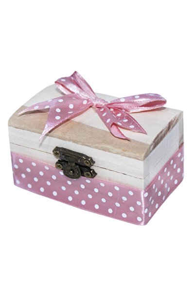 Recostore Cutiuta cufar din lemn cu panglica roz deschis prima suvita, 10x5x5...