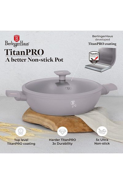 Berlinger Haus Saucepan with lid 30 cm, 4.5L Taupe Berlinger Haus BH 8099, non-stick coating, gray