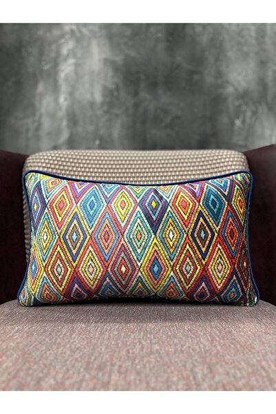 Fabricland Velvet Embroidery Look Baklava Pattern Throw Pillow Cover