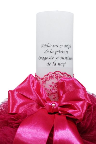 Recostore Lumanare cu mesajul "Radacini si aripi de la parinti, 35x7 cm, REC1462