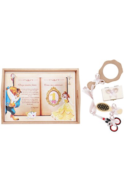 Recostore Tava mot fete, Frumoasa si Bestia 6 piese, roz pudrat, 35x20 cm, REC1967/81