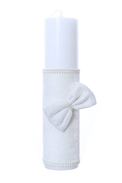 Recostore Lumanare botez catifea alba, 28 cm, REC2161