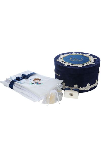 Recostore Trusou botez baieti 9 piese bleumarin cu Micul print bleumarin, REC3015