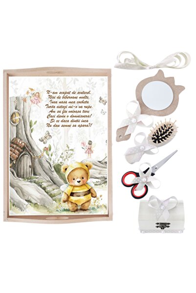 Recostore Tava mot fete, ursulet, ivoire, 6 piese, 35x20 cm, REC1967/147