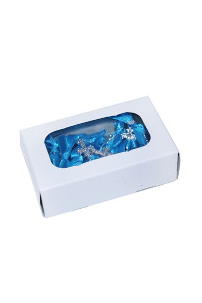 Recostore Set marturii cruciulite cu funda turcoaz botez, 30 buc, REC324