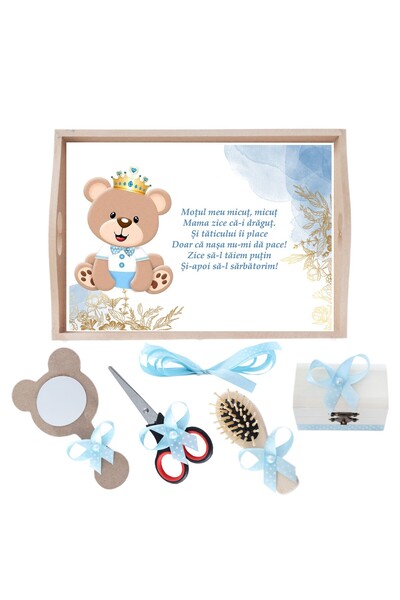 Recostore Tava mot baieti ursulet, bleu, 6 piese, 35x20 cm, REC1967/148