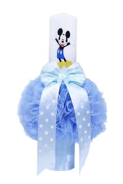 Recostore Lumanare bleu botez, cu Mickey Mouse40x7 cm, REC128