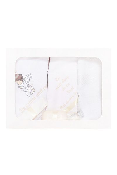 Recostore Baptism angel candle and christening kit set, ivory white, 7 pieces, REC1747