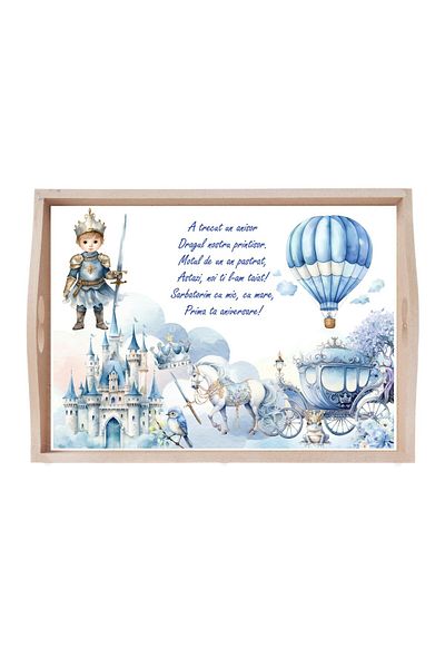 Recostore Tava mot baieti cu Print Razboinic, bleu, 6 piese, 35x20 cm, REC1967/266