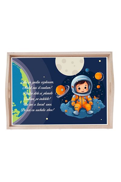 Recostore Tava mot baieti Micul Astronaut, albastru electric, 6 piese, 35x20 cm, REC1967/229
