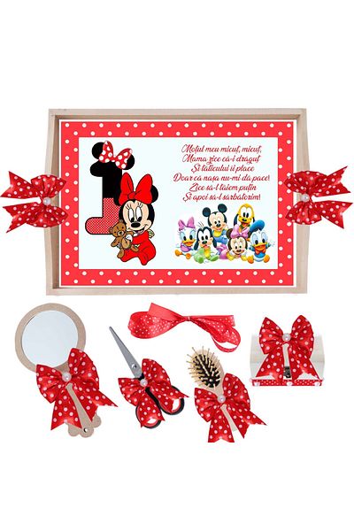 Recostore Tava mot fete, tip Minnie Mouse, rosu, 6 piese, 35x20 cm, REC1967/277