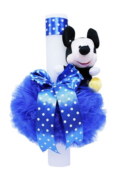 Recostore Set trusou si lumanare botez, Mickey Mouse, alb-albastru electric, 8 piese,REC1879