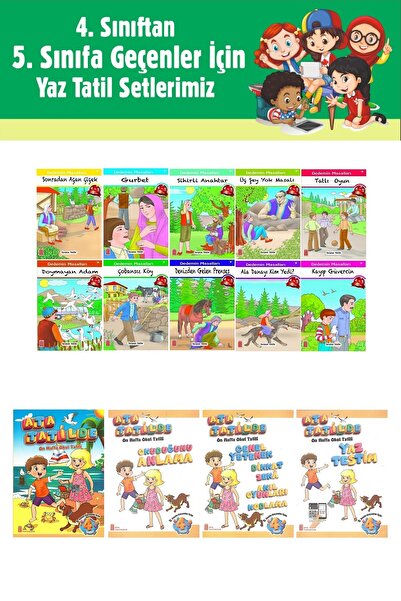 Ata Yayıncılık 4.Sınıftan 5.Sınıfa Geçenler İçin Ata Tatilde Seti +10 lu Hika...