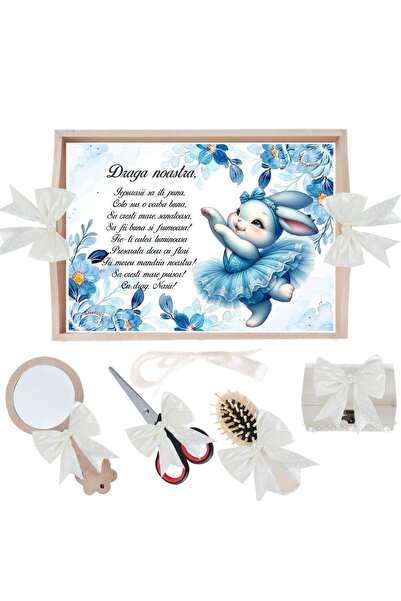 Recostore Set tavita taiere mot/turta, iepuras balerina, ivoire, 6 piese, 35x...