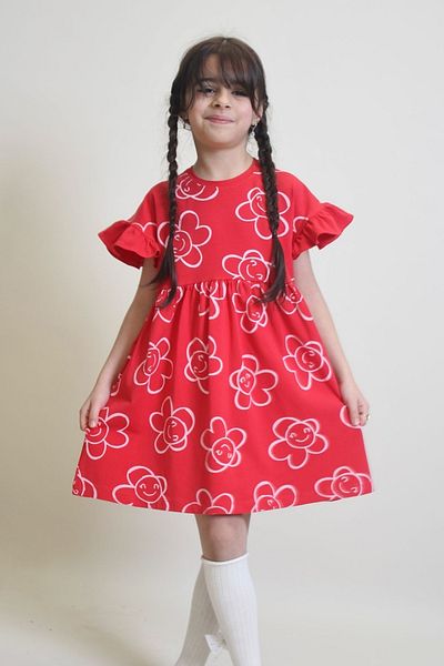 MODANINO Rochie pentru fete, 100% bumbac, cu maneci cu volane, 4-10 ani 12241