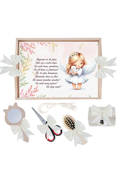 Recostore Tava mot fete, cu Ingeras ivoire, 6 piese, 35x20 cm, REC1967/297