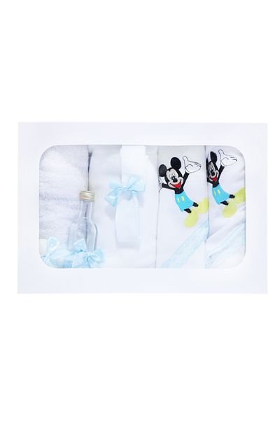 Recostore Trusou alb-bleu cu Mickey Mouse brodat, 7 piese, REC233