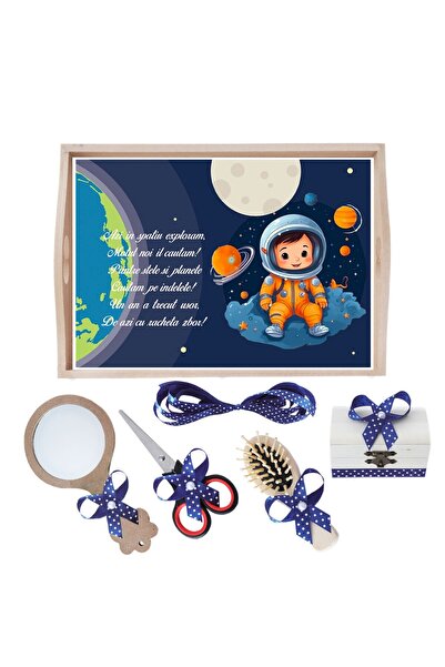 Recostore Tava mot baieti Micul Astronaut, bleumarin, 6 piese, 35x20 cm, REC1967/228