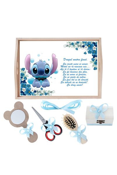 Recostore Tava mot baieti Stitch, bleu, 6 piese, 35x20 cm, REC1967/220
