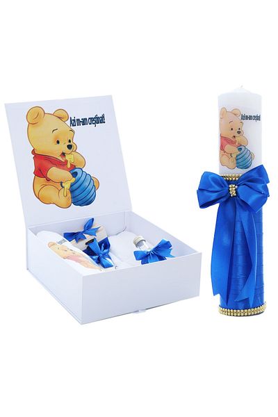 Recostore Trusou si lumanare Winnie The Pooh "Cu drag de la nasi", albastru electric, REC2413