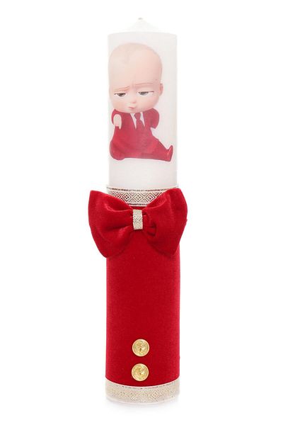Recostore Lumanare rosie cu Bebe Sef botez, 40x7 cm,REC1718
