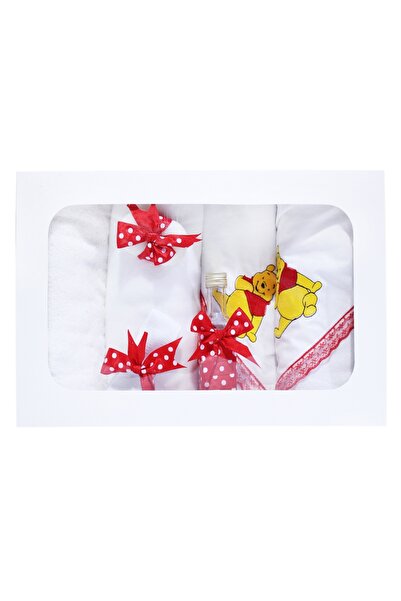 Recostore Trusou alb-rosu cu Winnie-the-Pooh brodat, 7 piese, REC228