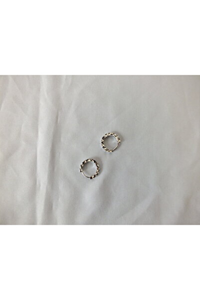 Marmaris Jewellery 925 Ayar Gümüş Küçük Halka Küpe İnce Desenli Unisex Zarif ve Günlük Kullanıma Uygun