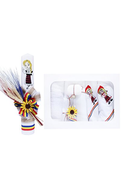 Recostore Set complet botez, lumanare traditionala si trusou traditional, REC382