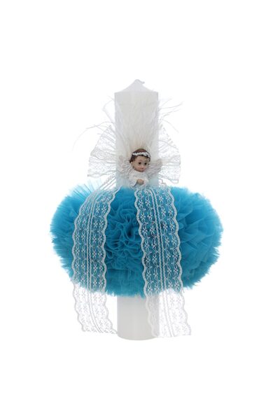 Recostore Lumanare botez, ingeras, 30x5.5 cm, turcoaz, REC5004/3