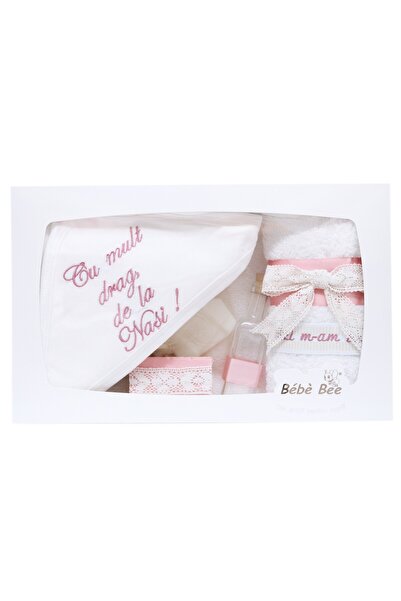 Recostore Trusou alb-roz pudrat botez, 7 piese, REC1433