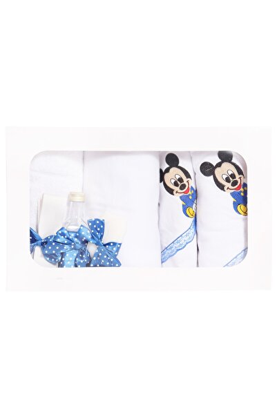 Recostore Trusou botez brodat cu Mickey Mouse, alb-albastru electric, 7 piese...