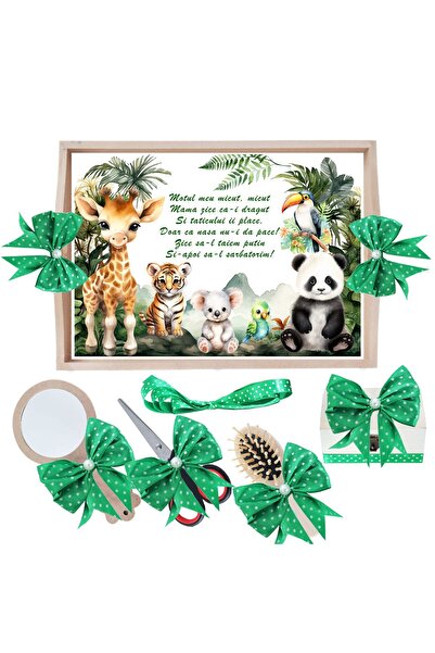 Recostore Set tava taiere mot, Tip Safari, verde, 6 piese, 35x20 cm, REC1967/288