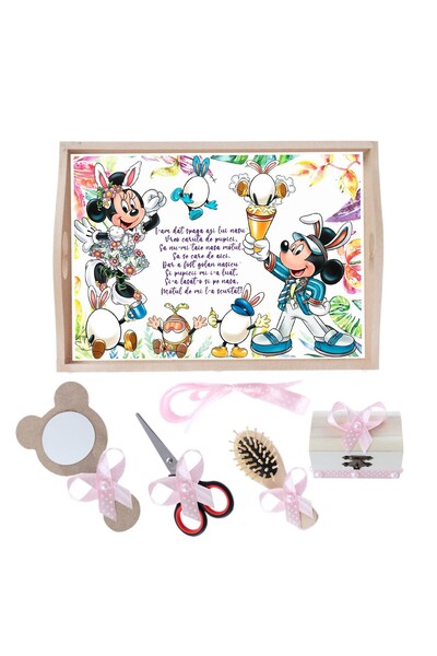 Recostore Tava mot fete la fete, Mickey si Minnie, roz, 6 piese, 35x20 cm, RE...