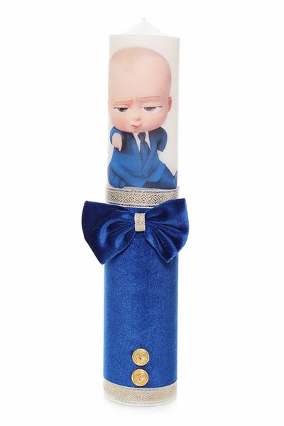 Recostore Set trusou si lumanare cu Bebe Boss, alb-albastru, 7 piese,REC1723