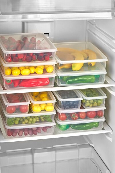 Carat Home 10 Adet Vakumlu Sızdırmaz Erzak Fresh Saklama Kabı Seti 1400ml - Şeffaf - Buzdolabı Düzenleyici