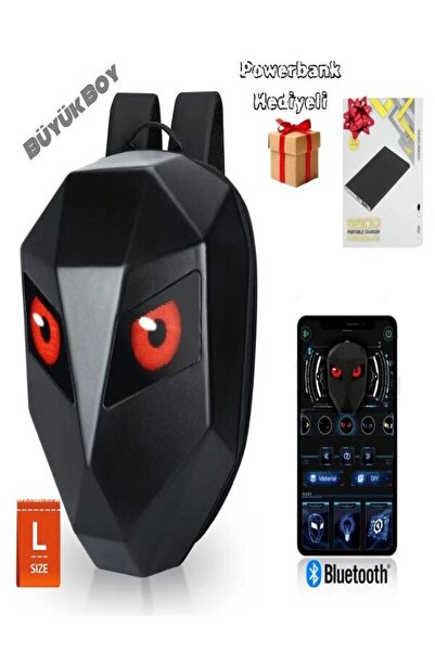Astakos Led Gözlü Motor Sırt Çantası, Ledli Sırt Çantası, Kask Taşıma Çantası Powerbank Hediyeli Large