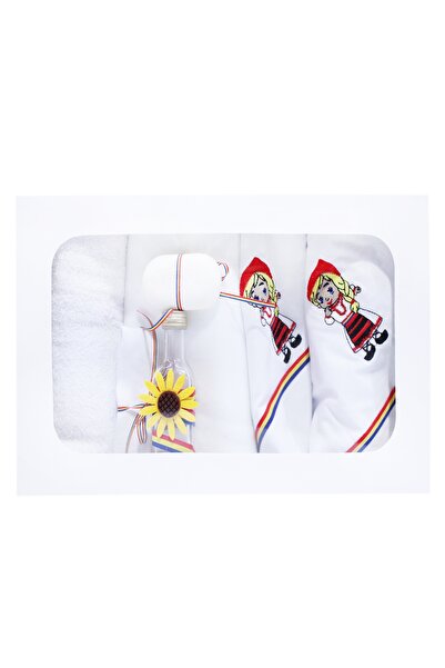 Recostore Trusou traditional alb cu tarancuta brodata7 piese, REC251